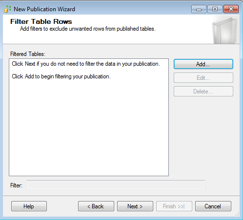 Filter Tables in SQL Server Replication Publication