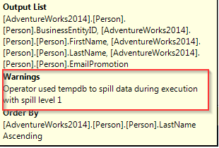 Operator used tempdb spill data during execution with spill level 1