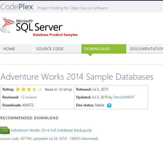 Adventure Works 2014 Sample Databases