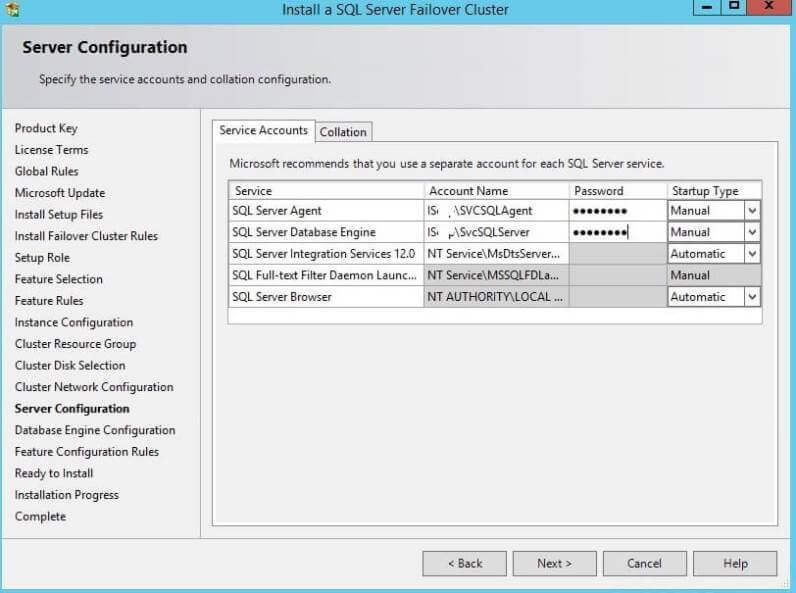 Server Configuration for a SQL Server Cluster Installation