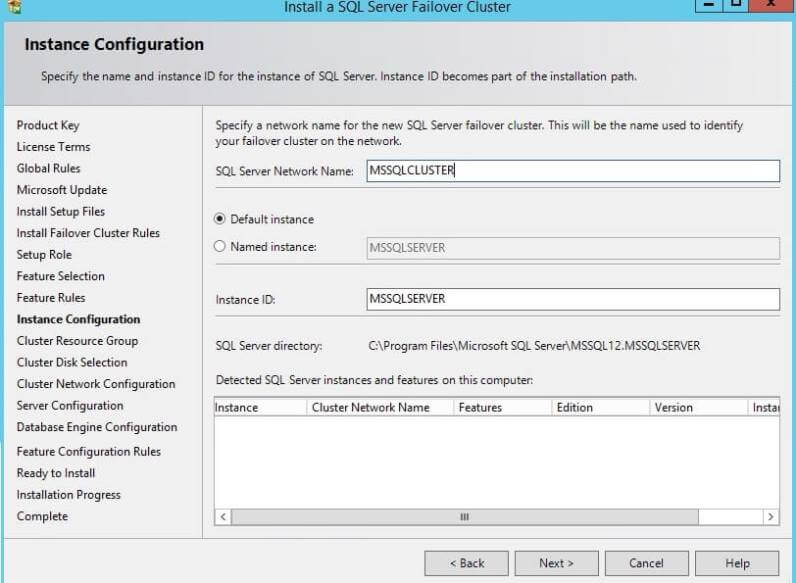 Instance Configuration during a SQL Server Cluster Installation