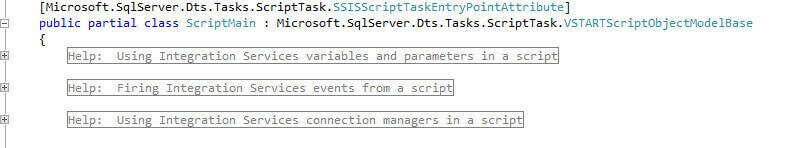 Help Section for SSIS variables