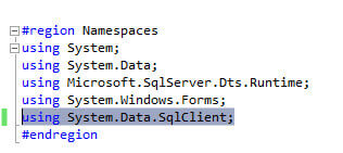 script task sqlclient
