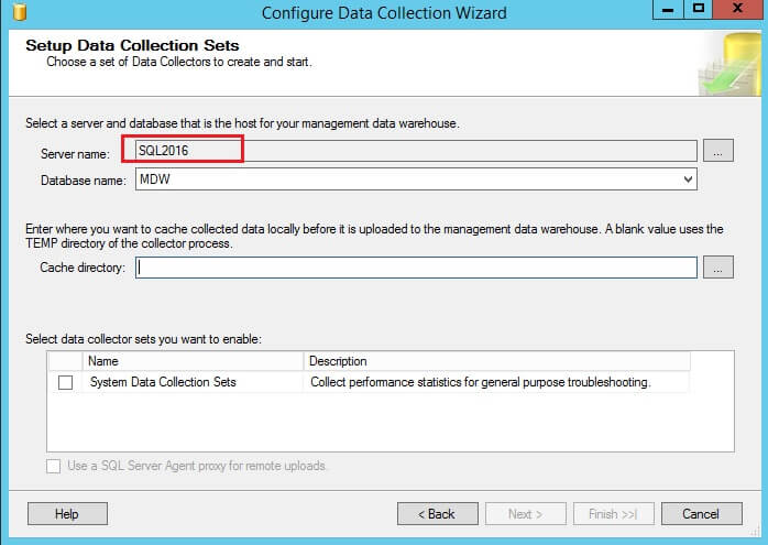 SQL Server 2016 Configure Data Collection Wizard