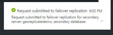 Request submitted to failover replication