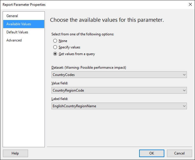 Configure Sub Report CountryRegionCode Parameter to be obtained from CountryCodes Dataset.