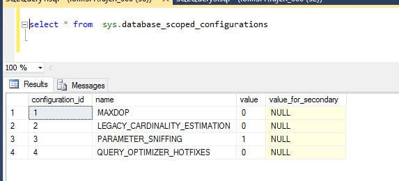Querying the sys.database_scoped_configurations DMV