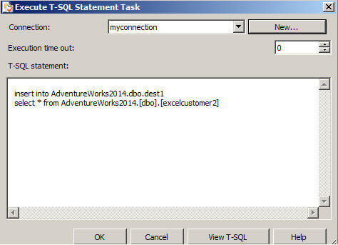 Execute T-SQL Statement Task