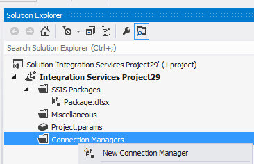Project connection in SQL Server Integration Services