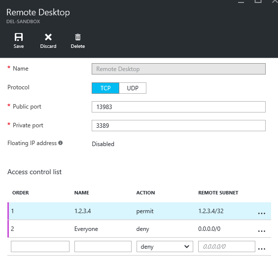 Modifying the ACL Using the New Azure Portal