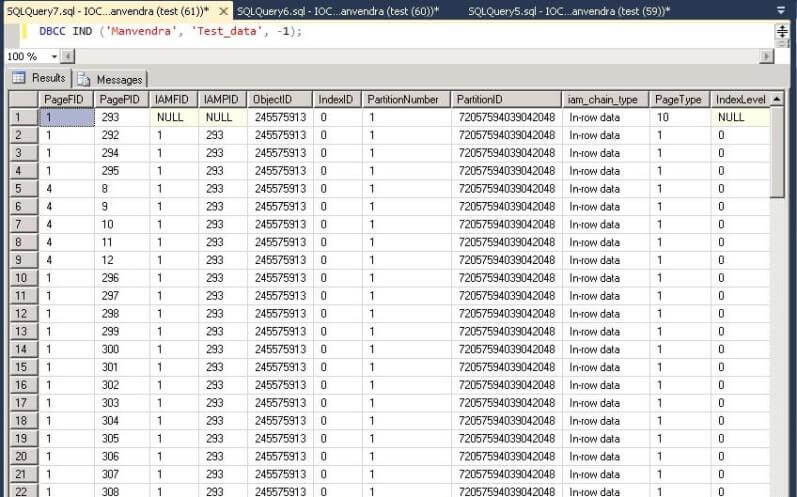 SQL Server data table saved on which data files