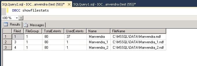 used extents post SQL Server database creation