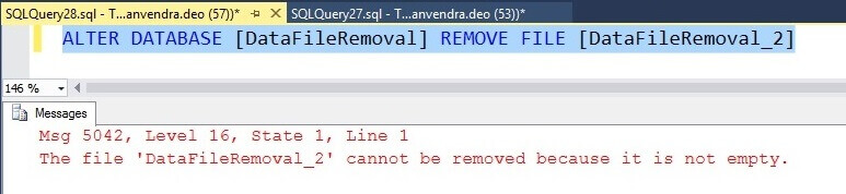 SQL Server Database File Removal Failure