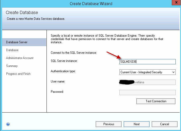 Connect to the SQL Server Instance for Master Data Services 