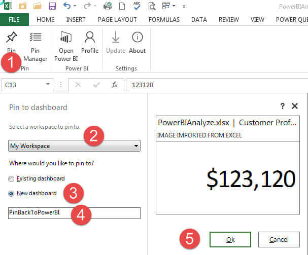 Pin Excel Data back to the Power BI web site