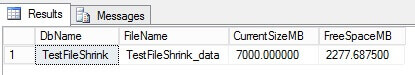 SQL Server Database Current Size and Free Space