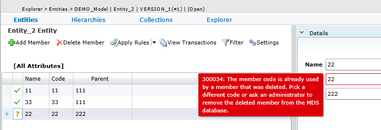 Members With Parent Recreated Error Message in SQL Server Master Data Services