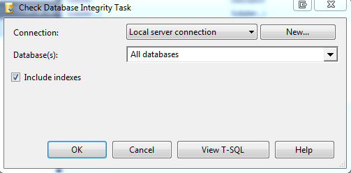 check database integrity task