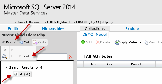 Search member in a Hierarchy and Find Parent in SQL Server MDS