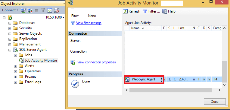 SQL Server Agent Job to support Replication called WebSyncAgent
