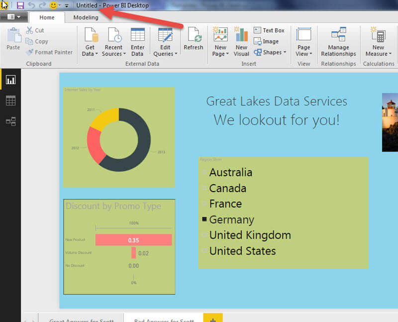 The New Power BI Template is Loaded