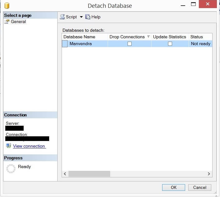 Detach database window