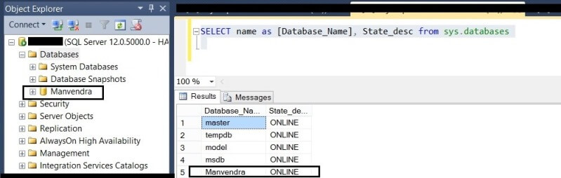 Validate the SQL Server database has been attached 