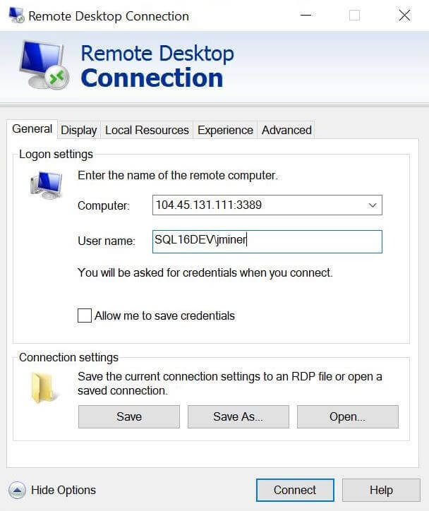 Connect To Virtual Machine