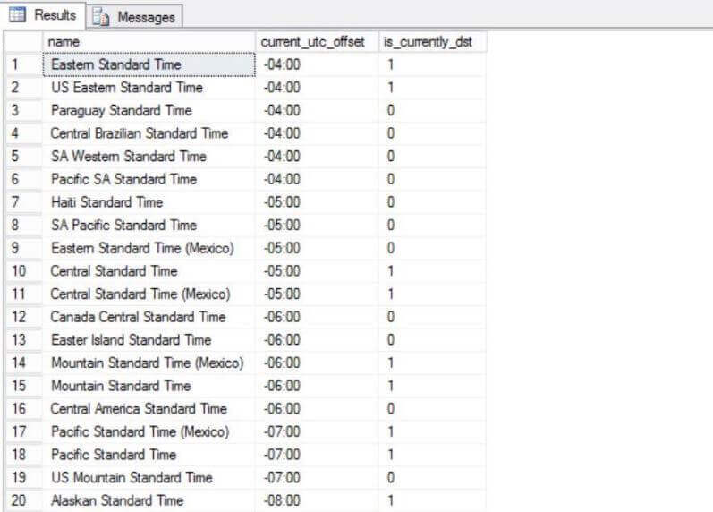 New SQL Server 2016 sys.time_zone_info System Table