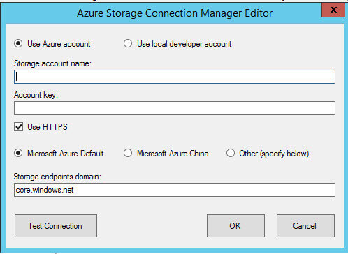 Azure Storage Connection Manager Editor
