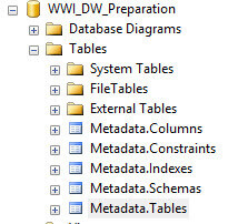 This database holds all the table, column and schema metadata required to create the sample data warehouse