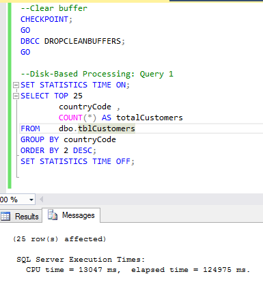 Disk-Based Execution - Query 1 - Times
