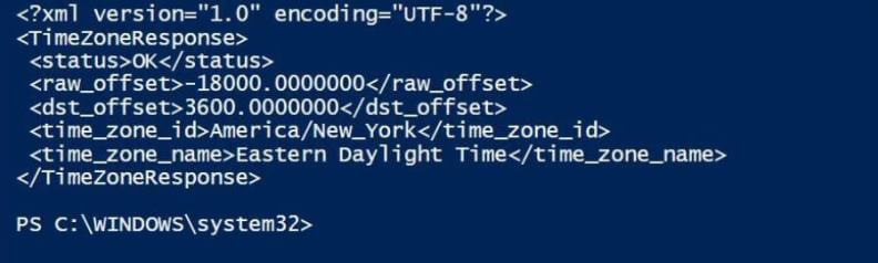Time Zone with the corresponding offset