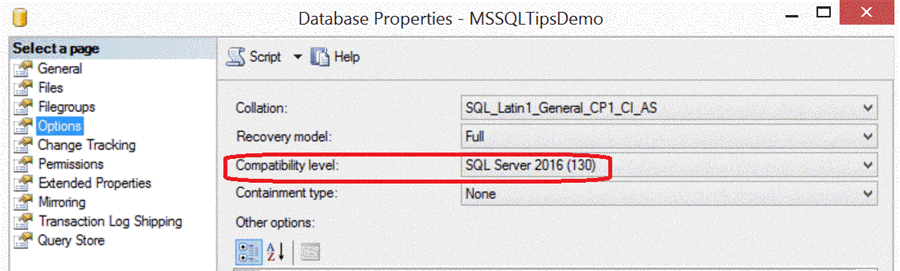 Change the SQL Server Database Compatibility Level