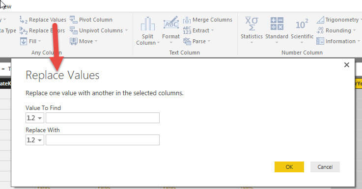 Replace Values in the selected columns in Power BI