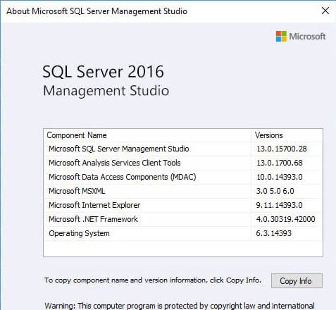 SQL Server Management Studio Version