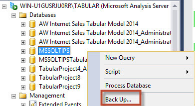 Backup Tabular Databases