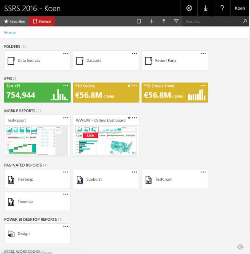New SQL Server 2016 Reporting Services web portal