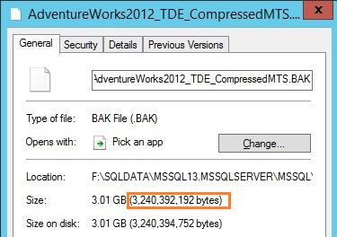 A full SQL Server database backup is taken on TDE-enabled database with backup compression. MAXTRANSFERSIZE parameter specified with a value of 65537.