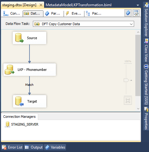 BIML generated SSIS Package for the Lookup Transformation