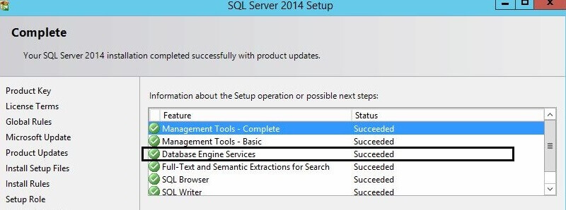 SQL Server Successful Installation