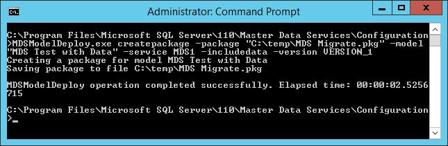 The SQL Server Master Data Services command to generate the deployment package