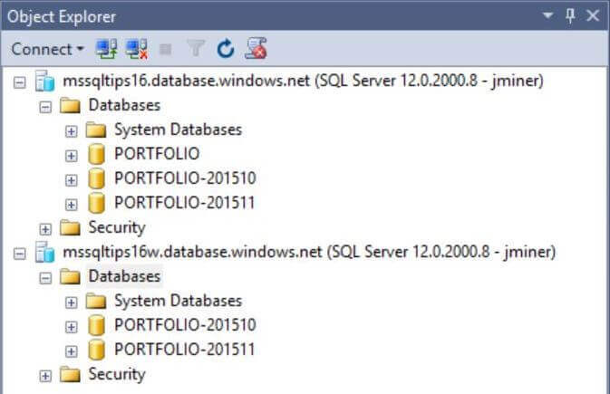 Verify the databases in both data centers in SQL Server Management Studio