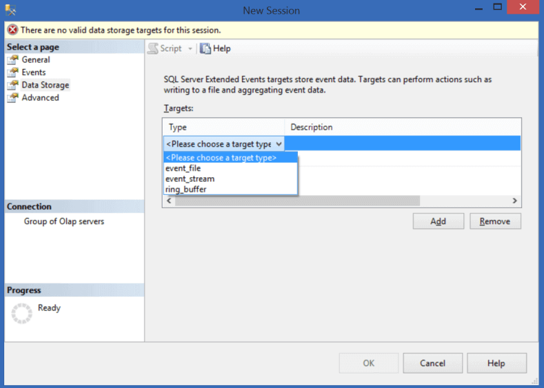 Data Storage options for SQL Server Extended Events