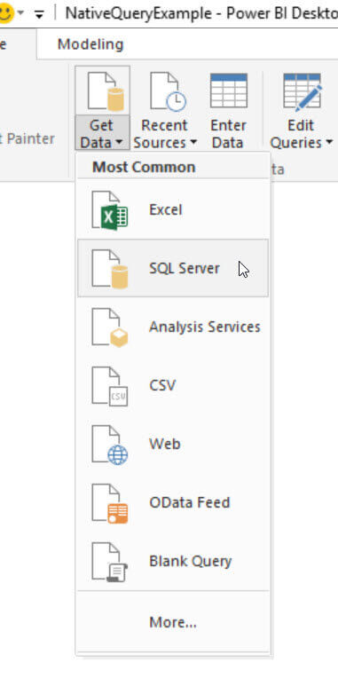 Getdata from SQL Server in Power BI