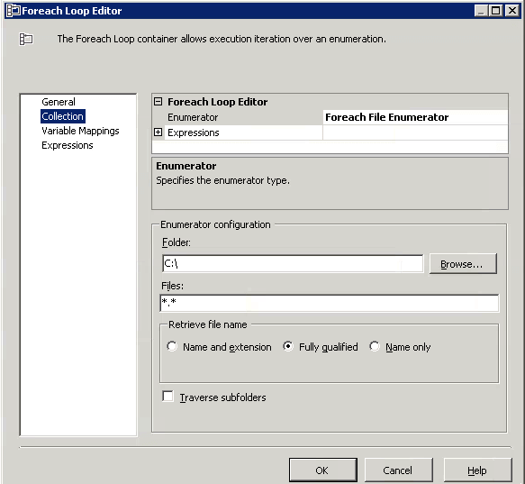 ForEach Loop Editor in SSIS