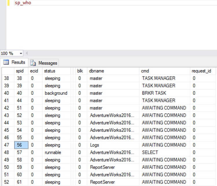Sample Connection to a SQL Server Database