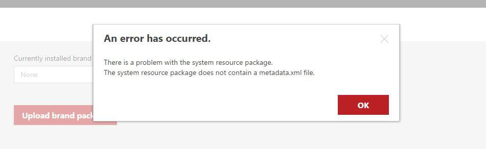 error when applying the brand package if all files are not contained in a zip file