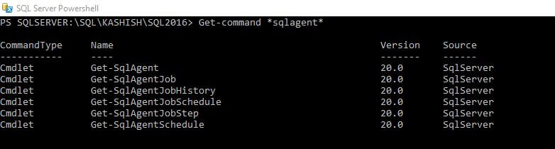 As we can see six PowerShell cmdlets exist for SQL Server Agent Jobs