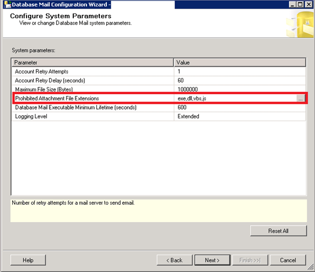 SQL Server Database Mail Prohibited Attachment File Extensions